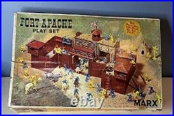 Vintage 1964 Marx Fort Apache Playset with Extra Figures & Box