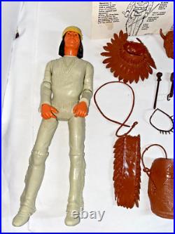 Vintage 1967 Geronimo Marx Toy Action Figure Fort Apache Fighters WithBox, Instruc