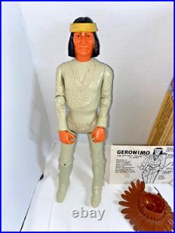 Vintage 1967 Geronimo Marx Toy Action Figure Fort Apache Fighters WithBox, Instruc