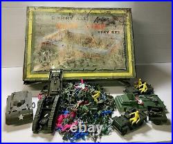 Vintage 1968 Louis Marx Style 4645 Carry-All Action Boot Camp Playset + Extras