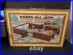 Vintage 1968 Louis Marx Tin Litho Carry-All Action Fort Apache Play Set