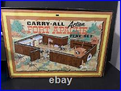 Vintage 1968 Louis Marx Tin Litho Carry-All Action Fort Apache Play Set