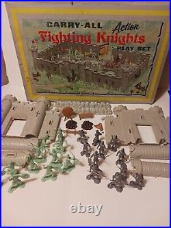Vintage 1968 Marx Fighting Knights Carry All Action Playset 4635 and Accessories