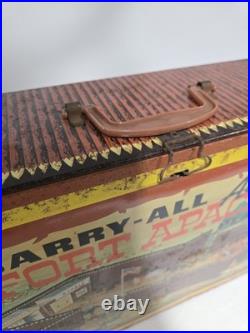 Vintage 1968 Marx Fort Apache Carry-All Playset 4685 Tin Litho Case Complete