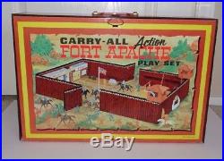 Vintage 1968 Marx Fort Apache Carry All Tin Playset With 50 + Pcs. Excellent