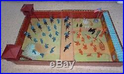 Vintage 1968 Marx Fort Apache Carry All Tin Playset With 50 + Pcs. Excellent