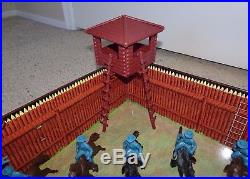 Vintage 1968 Marx Fort Apache Carry All Tin Playset With 50 + Pcs. Excellent