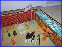 Vintage 1968 Marx Fort Apache Carry All Tin Playset With 50 + Pcs. Excellent