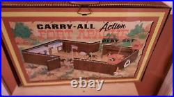 Vintage 1968 Marx Fort Apache Tin Litho Carry All Play Set With Some Accessories