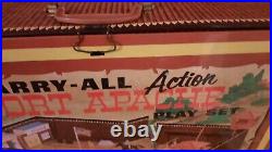 Vintage 1968 Marx Fort Apache Tin Litho Carry All Play Set With Some Accessories