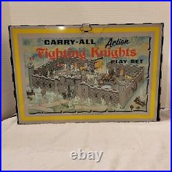 Vintage 1968 Marx Tin Lithograph Fighting Knights Play Set Carry-All #4635