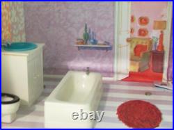 Vintage 1969 Vinyl Dollhouse by Ideal with Doll Family & Furniture Accessories