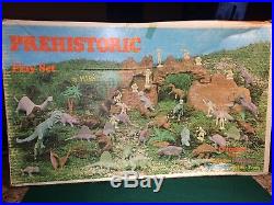 Vintage 1970 Marx Prehistoric Dinosaur Cavemen Play Set Original Box Free Ship