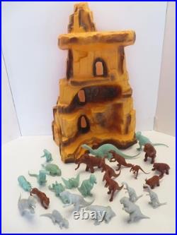 Vintage 1970s Marx Prehistoric Mountain & 25 Marx Dinosaurs 1960s T-Rex Bronto