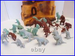 Vintage 1970s Marx Prehistoric Mountain & 25 Marx Dinosaurs 1960s T-Rex Bronto