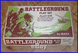 Vintage 1971 Marx Battleground Playset with Accessories, US & German Soldiers, 4757