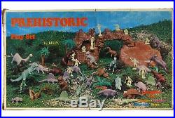 Vintage 1971 Marx Prehistoric Dinosaur Cavemen Mountain Playset NM withBox