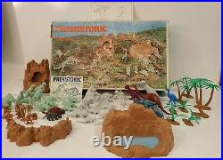 Vintage 1971 Marx Prehistoric Dinosaur Cavemen Play Set #3398 In Original Box
