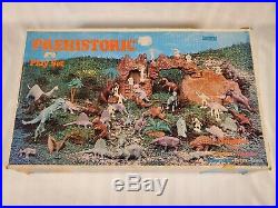 Vintage 1971 Marx Prehistoric Dinosaur Cavemen Play Set #3398 In Original Box