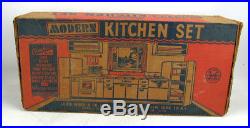 Vintage 50's Louis Marx Complete Modern Kitchen Set With Original Box