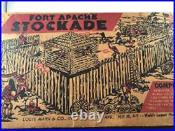 Vintage 50s Louis Marx Fort Apache Stockade Plastic Playset With Box Lots Of Pcs