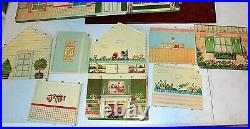 Vintage 50s Marx Suburban Colonial Doll House withBox & Furniture, Tin Litho #4052