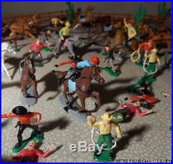 Vintage'60s Huge Lot Marx Western Playset Figures & Blackman Town HO Miniature