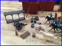 Vintage 60s Marx Fort Apache Playset No 3681 Soldiers Cowboys Indians Accesories