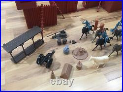 Vintage 60s Marx Fort Apache Playset No 3681 Soldiers Cowboys Indians Accesories