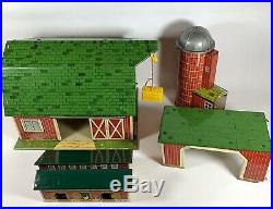 Vintage 60s Marx Sears Happi Time Barn Farm with People, Animals, Fences, Plants