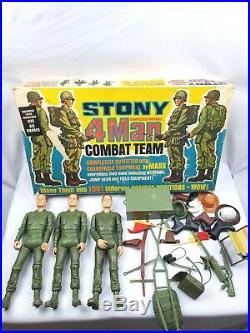 Vintage 60s Marx Stony 4-Man Combat Team GI Poseable Action Soldier Play Set