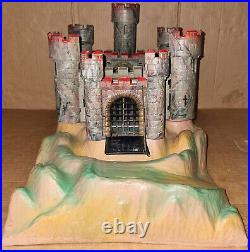 Vintage 70's Timpo Medieval Knights Castle on Rock like Marx Elastolin Britains