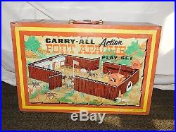 Vintage Cowboy Indian Toy 1968 Marx Metal Carry All Fort Apache Play Set 4685