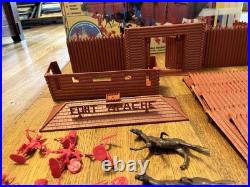 Vintage Fort Apache Western Play Set Marx Toy Street Plastic Figures Horses Bldg