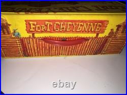 Vintage Fort Cheyenne Playset Case Cowboys Indians Horses Western Marx 1960s