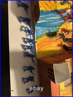 Vintage Fort Cheyenne Playset Case Cowboys Indians Horses Western Marx 1960s