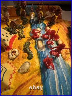 Vintage Fort Cheyenne Playset Case Cowboys Indians Horses Western Marx 1960s