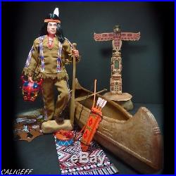 Vintage Geyperman Indian Warrior & Canoe Marx Totem Action Man Figure GI Joe