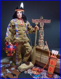 Vintage Geyperman Indian Warrior & Canoe Marx Totem Action Man Figure GI Joe