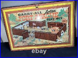 Vintage LOUIS MARX Fort Apache Carry-All Action Playset with Accessories 1968