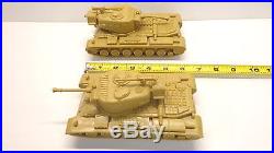 Vintage Lot of (2) Tim-Mee Marx Army Toy 6 Tanks 1970s Great Condition