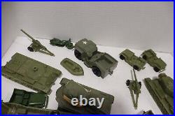 Vintage Lot of Various Plastic Army Toys Marx WW2 Vehicles Soldiers ROUGH