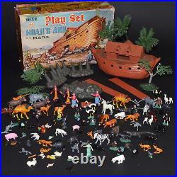 Vintage Louis MARX & Co. NOAH'S ARK Play Set 1960's Toy Animals Parts Lot with BOX