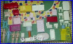 Vintage Louis Marx #4650 1968 Cardboard Dollhouse Lot with Tons of Accessories