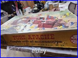 Vintage Louis Marx Fort Apache Play Set Box Figures Horses Accessories