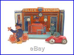 Vintage Louis Marx Home Town Police Station Tin Litho Playset With Box 1920s