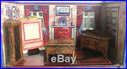 Vintage Louis Marx Honeymoon 5 Rooms With Furniture Tin Litho Playset Circa 1930
