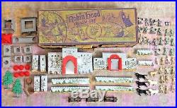 Vintage Louis Marx ROBIN HOOD CASTLE PLAYSET withBox, Tin Litho Castle, Catapults
