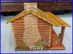 Vintage MARX 1950's BAR-M-RANCH TIN LITHO LOG CABIN PLAYSET-EXCELLENT CONDITION