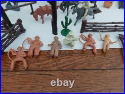Vintage MARX 1950's BAR-M-RANCH TIN LITHO LOG CABIN PLAYSET-EXCELLENT CONDITION